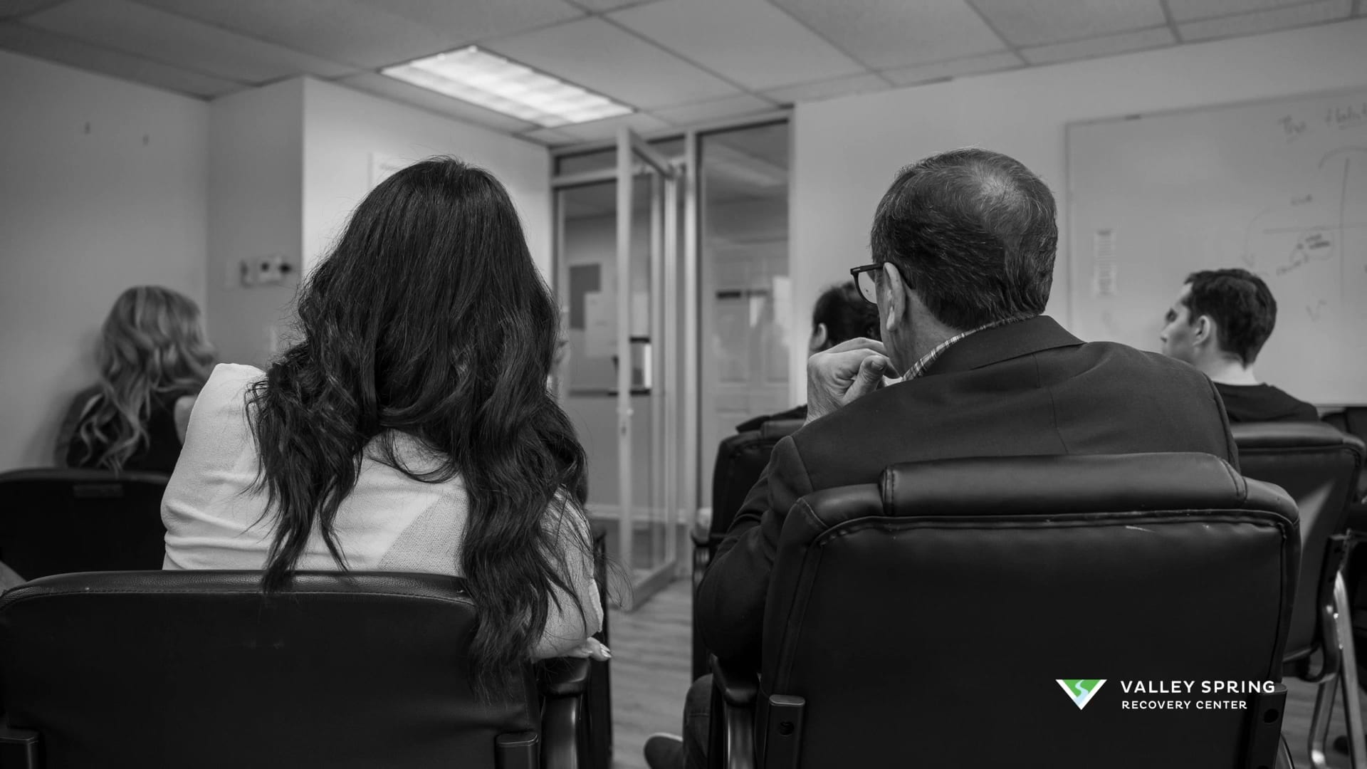 A morning group session at Valley Spring Recovery Center Clients seated together during a morning group session at Valley Spring Recovery Center in Norwood, New Jersey