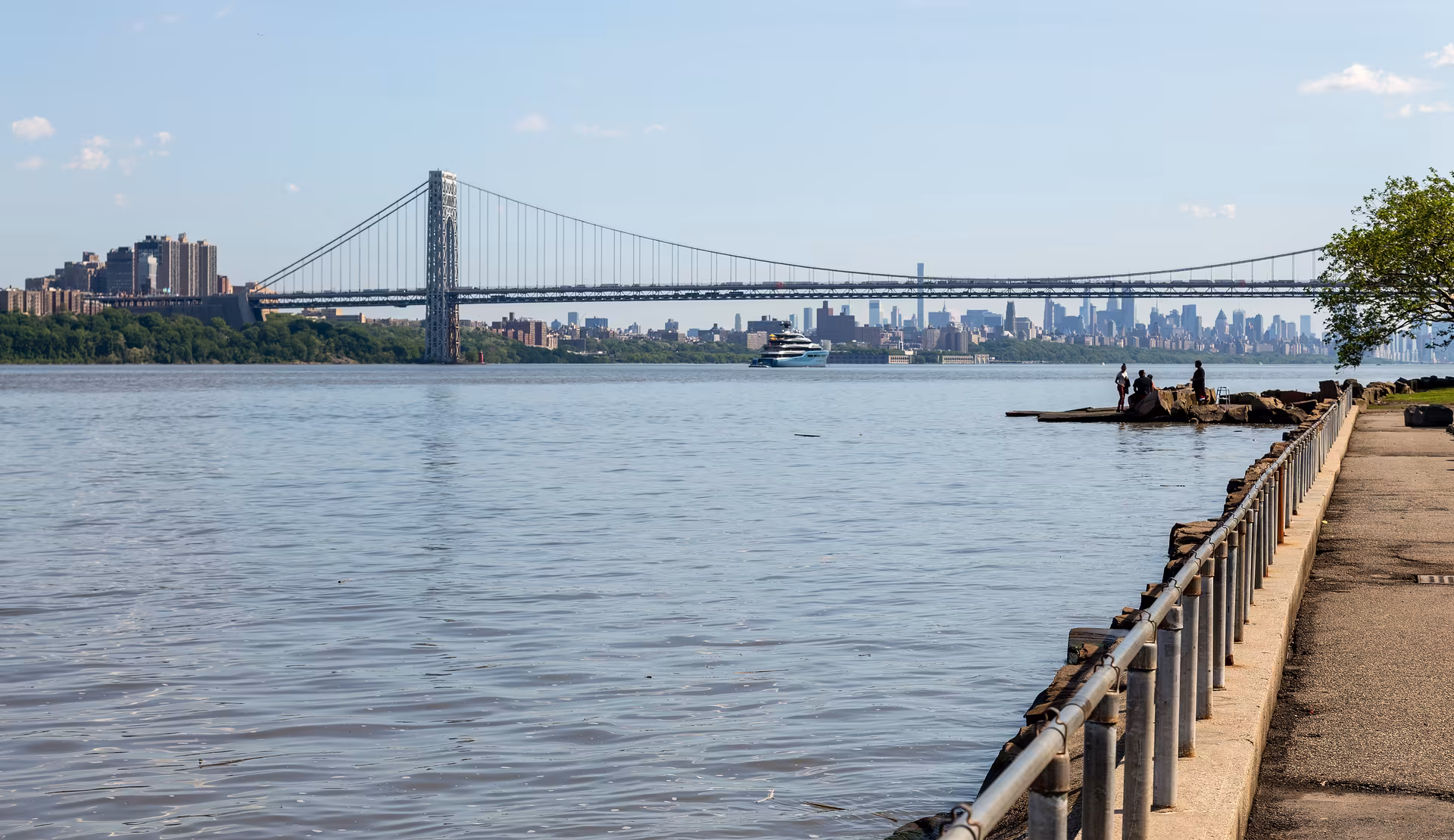 New Jersey Addiction Treatment — Valley Spring Recovery Center George Washington Bridge between Fort Lee, New Jersey and Manhattan, photographed from the Bergen County shoreline, representing Valley Spring Recovery Center's New Jersey addiction treatment service area 20 minutes from the GWB